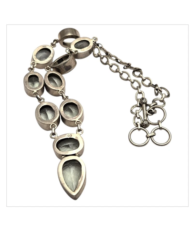  Raro Cautivador Collar Vintage Plata Esterlina Años 80 Piedras Amatista Verde Foto 3 de 4