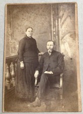 Vintage Cabinet card Photograph married couple sitting standing 2