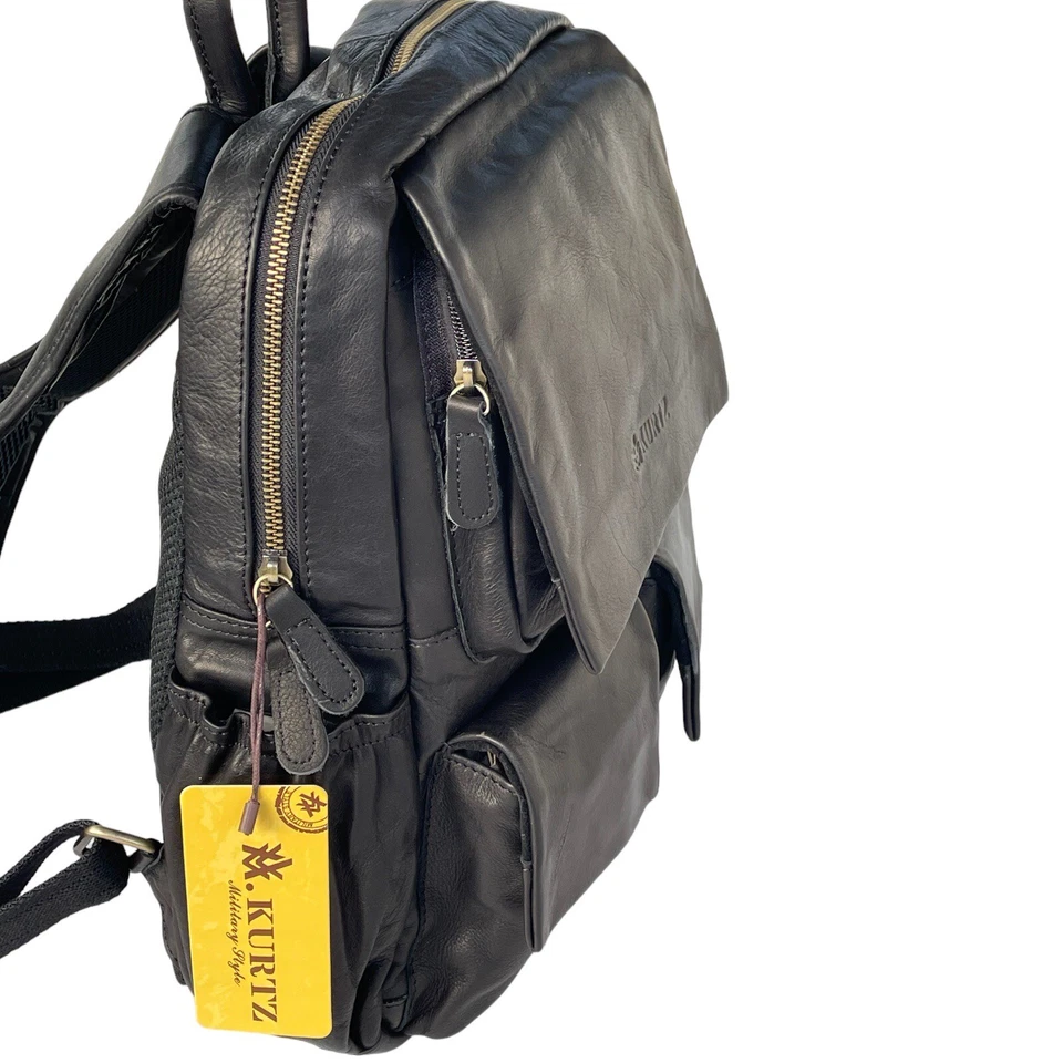 Unisex ECHTES LEDER Schwarz Rucksack Umhängetasche Unitasche Leather Backpack - Bild 4 von 4