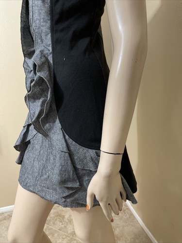 Women’s Grey Black Polyester Casual Open Bead Chain Sample Size S Dress Sundress - Picture 9 of 12
