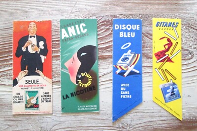 LOT of 4 Antique Bookmarks, Tobacco Advertisements: Anic, Naja, Gauls, Gypsies
