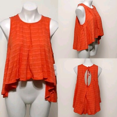NWT Free People Festival Boho Flowy High Low Raw Hem Swing Tank Top Tie Back S