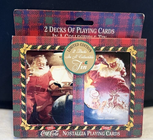 VTG 1997 Coca-Cola Santa Playing Cards 2 Decks in Collectible Limited Ed Tin