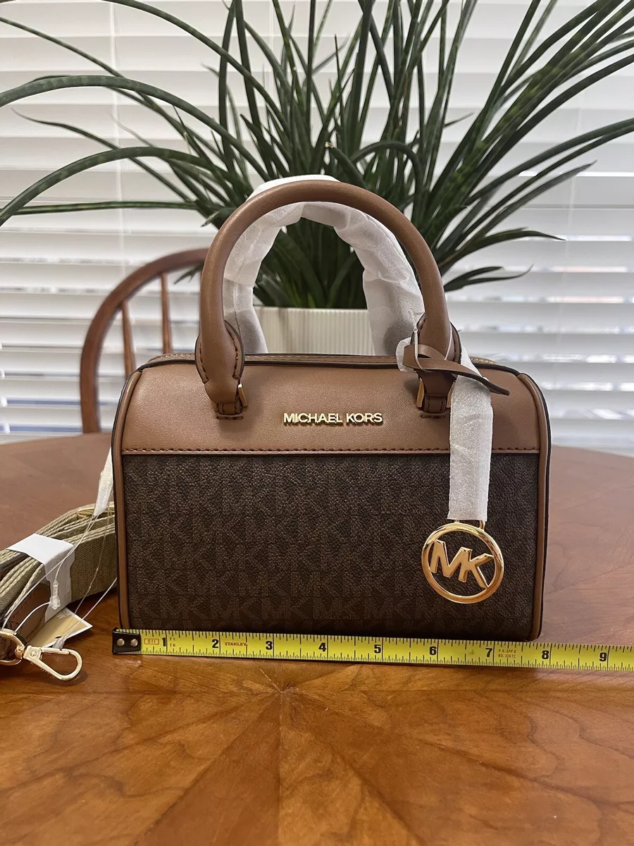 Michael Kors Jet Set Travel Mini Duffle Bag Crossbody Brown Mk Signature Girl