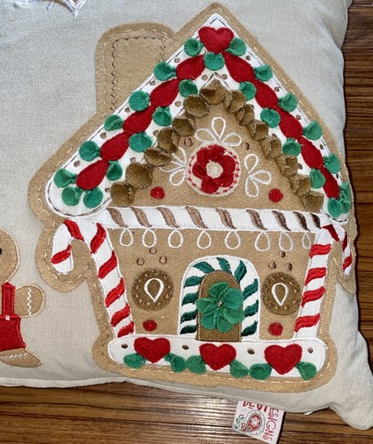 Devi Design Gingerbread House Decorative  Embellished Throw Pillow Cotton 19” - Picture 2 of 9