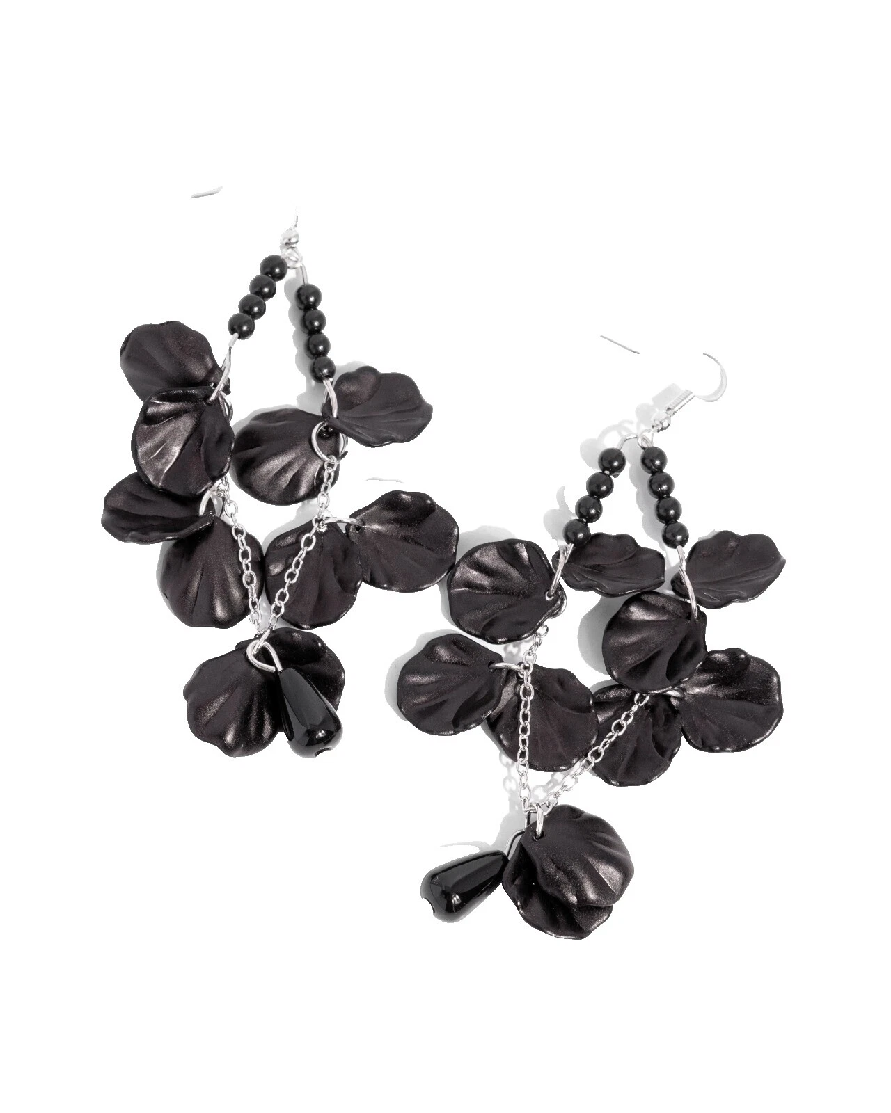 Pearl Silver Plated Black Fashion Earrings