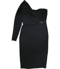 Ralph Lauren Womens Side belt Midi Dress, Black, 6