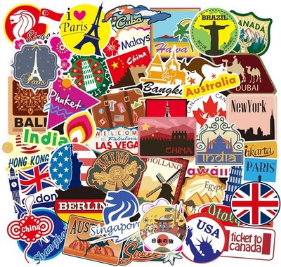 Koffer Aufkleber, Retro Vintage Länder Reise stickers für laptop computer helm s
