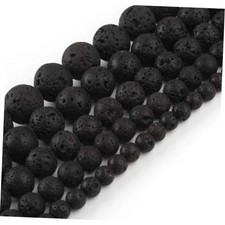 Natural Stone Beads Round Loose Beads for Jewelry Making 8mm Black Lava Rock