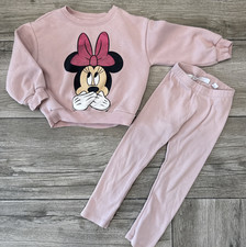 Baby GAP Minnie Mouse Sweatshirt matching Pink Ribbed Leggings Size 3 Years