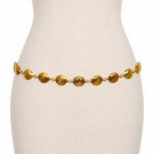 Vintage gold charm belt Sea Shell Fish Nautical Layered Chain Link