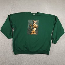 Vtg 90s Tigger Winnie the Pooh Crewneck Sweatshirt Adult 2XL Green Disney Store