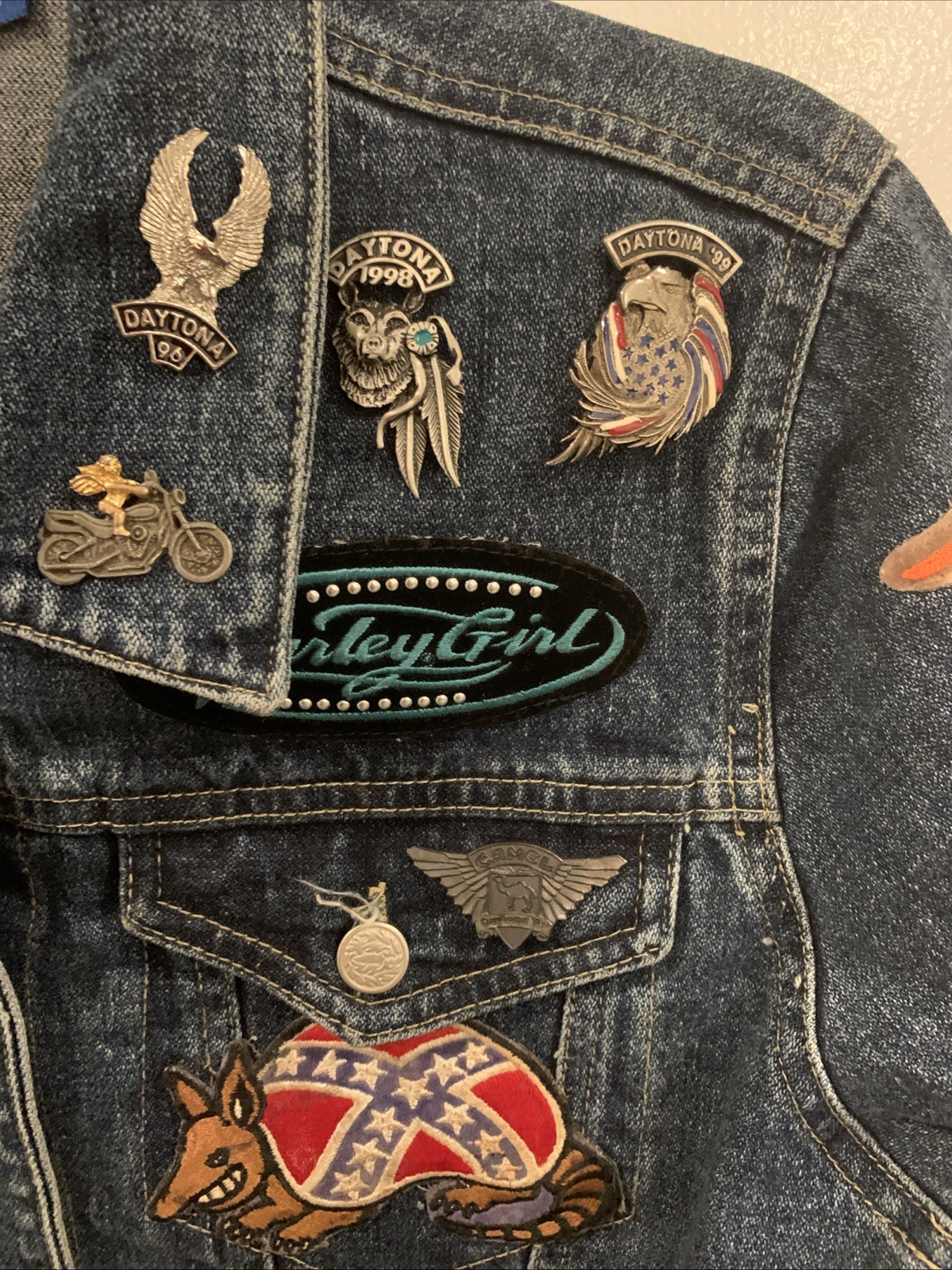 Customized Denim Jacket Biker Patch Pins Harley D… - image 6