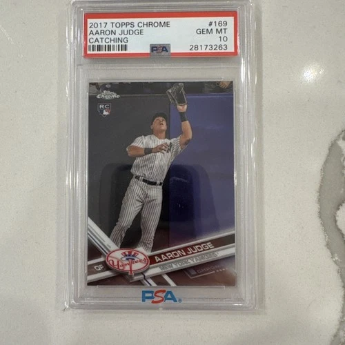 2017 Topps Chrome Aaron Judge #169 Catching RC PSA 10 GEM MINT Yankees Rookie