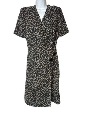 Chaus Vintage Floral Wrap Dress Size 12 Lined Shoulder Pads Business Secretary 