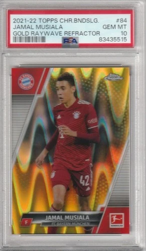 PSA 10 GEM MINT 10 - Jamal Musiala 2021 Topps Chrome Bundesliga Gold Raywave