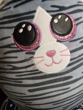 TY Squish A Boos Plush Tabby Cat Large Kiki Pink Sparkle Eyes 15 Inch Plush Tags