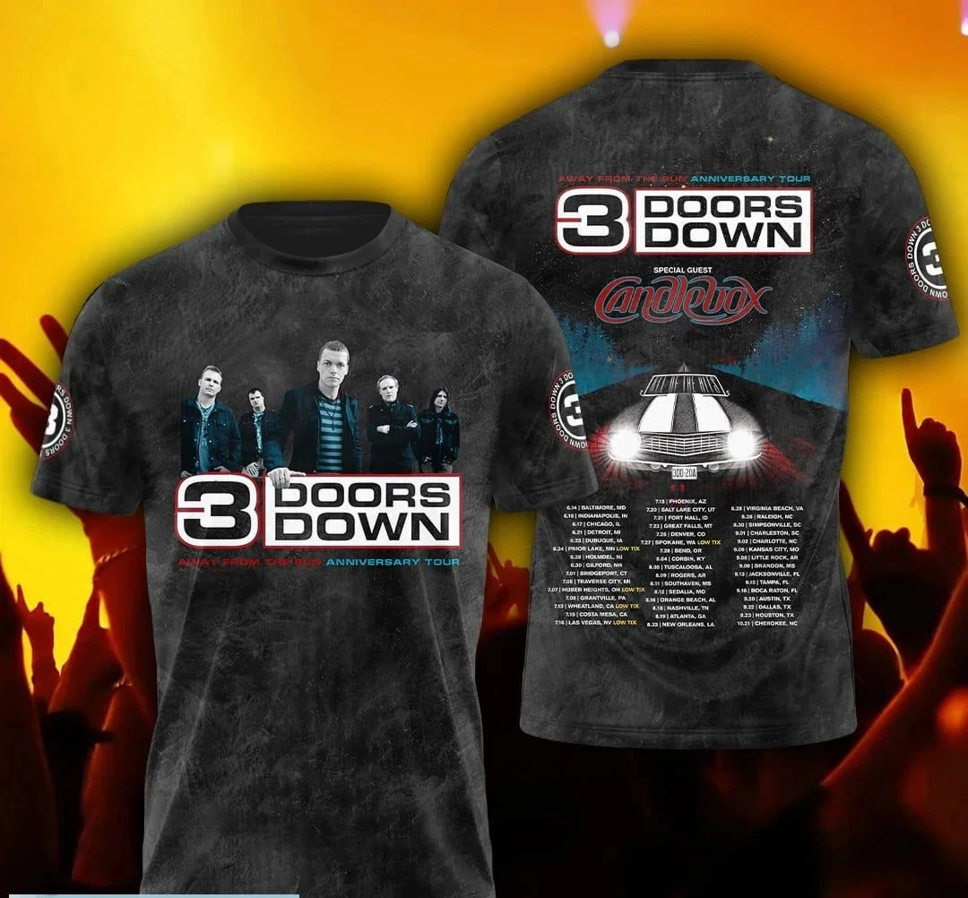 Band 3 Doors Down band ANNIVERSARY TOUR 3D T-shirt