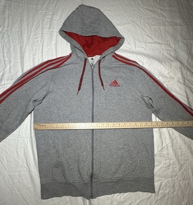 ADIDAS MENS GRAY RED STRIPES ZIP UP HOODIE SIZE M | eBay