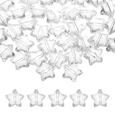 50Pcs, 20mm Acrylic Crystal Star Beads Clear Faceted Beads Transparent