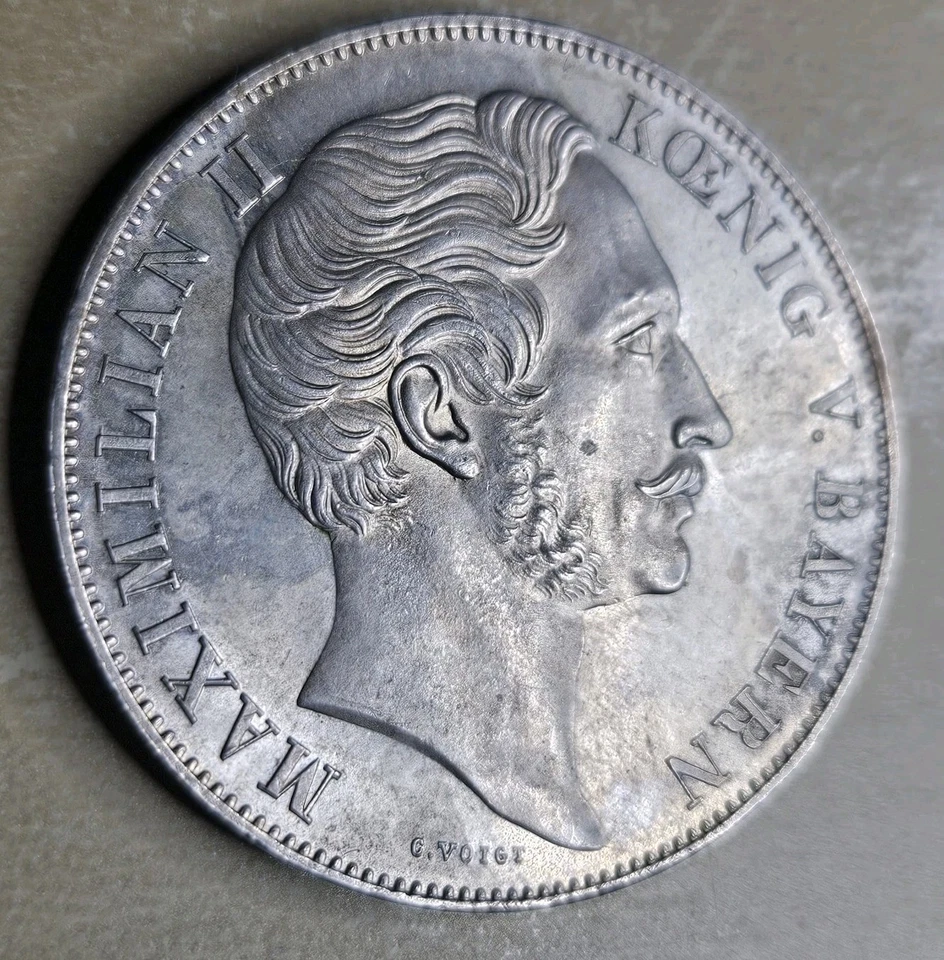 1855 Germany Bavaria 2 Gulden 1 Thaler Maximillian II UNC MS BU Uncirculated 848 - Image 2 of 4