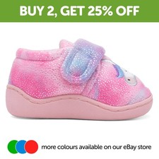 The Slipper Company Girls Slippers Pink Kids Easy Fasten Unicorn Full SIZE