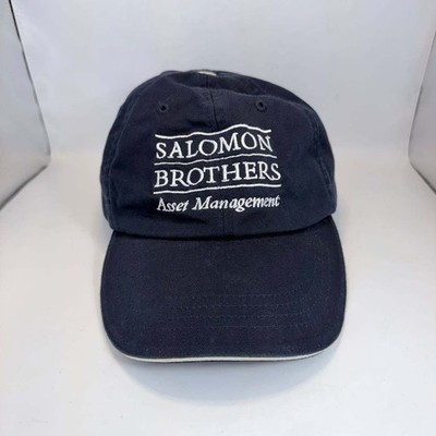 Vintage Salomon Brothers Asset Management Adams Hat Navy Blue Finance Corporate