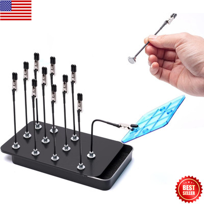 Model Painting Stand Base Holder and 12PCS Magnetic Bendable Alligator Clip Stic
