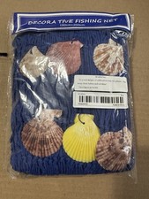 Decorative Fishing Net Blue 150x200cm w/ Seashells Nautical Mesh