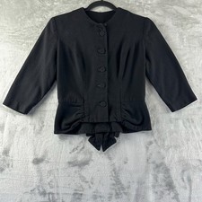 VTG Forman Gumner Boston Button Up Top Women's S Black Jacket Bow 1950 - 1960