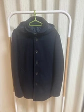 MK MICHEL KLEIN Black Hooded Wool Blend Coat Size 46 (M) - Japan