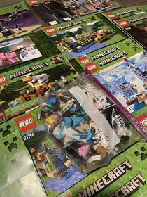 Lego Minecraft Bulk Minifigures Lot (25 Figs + 52 Set Manuals) Steve 21118 21117