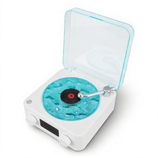 Record Player Speaker with Night Light, Time Display, and Multifunction, for