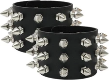Honbay 2PCS Exaggerated Black Leather Rivet Wristband Spiked Studded... 