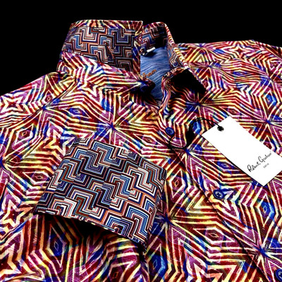 Robert Graham Geometric Paisley Star Diamond Masterpiece Large Sport Shirt $228