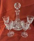 Waterford 4 Vintage Ashley Cordials With  Mini Ships Decanter.