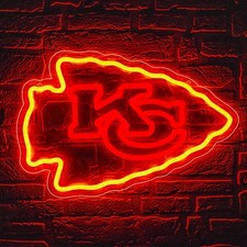 Football Neon Sign for Wall Decor 16.1 10.6, Orange Red-KC