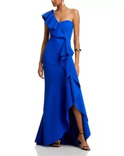 New, Chiara Boni La Petite Robe Kafu Ruffled Gown in Blue Sz 38 LD0159