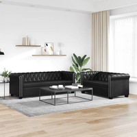 Chesterfield Sofa 2-Sitzer Kunstleder Schwarz Couch