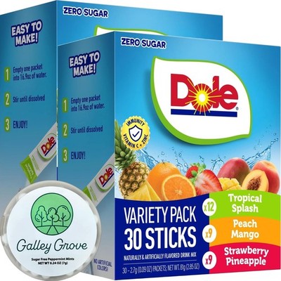Dole SugarFree Powder Drink Mix Tropical Variety Pack, 60 OntheGo Packets Ora...