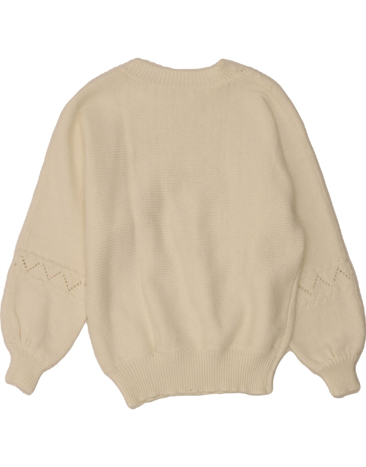 VINTAGE Womens Crew Neck Jumper Sweater UK 14 Large Off White CG04 thumbnail 2