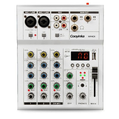 Dj Mixer, Audio Mixer for PC 4 Channel Bluetooth Sound Board with USB Interfa...