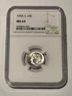 1955-S SILVER ROOSEVELT DIME NGC MS 64 (problem free)