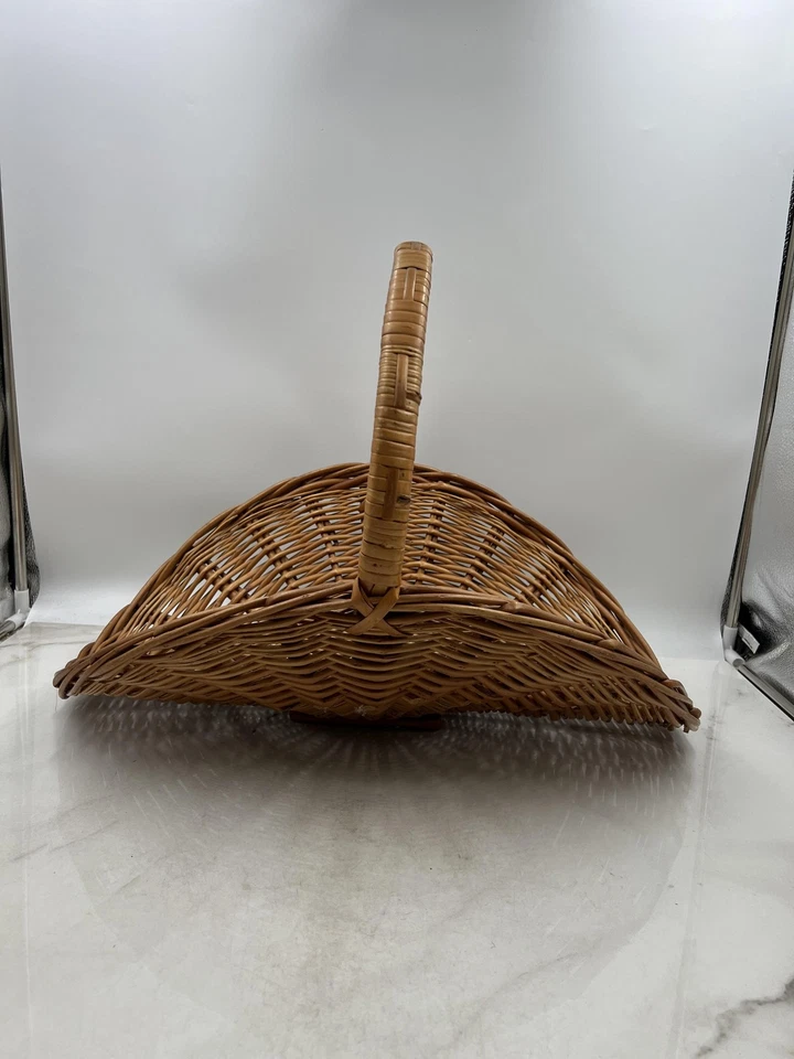 Cesta de mimbre vintage tejida a mano mango ovalado grande 22" decorativa rústica Boho Sto Foto 3 de 4