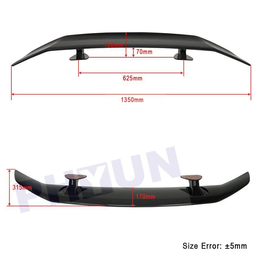 Tail-free Perforated Sedan Sport Rear Wing 3D Carbon Fiber Color GT Style USA - Imagem 3 de 4