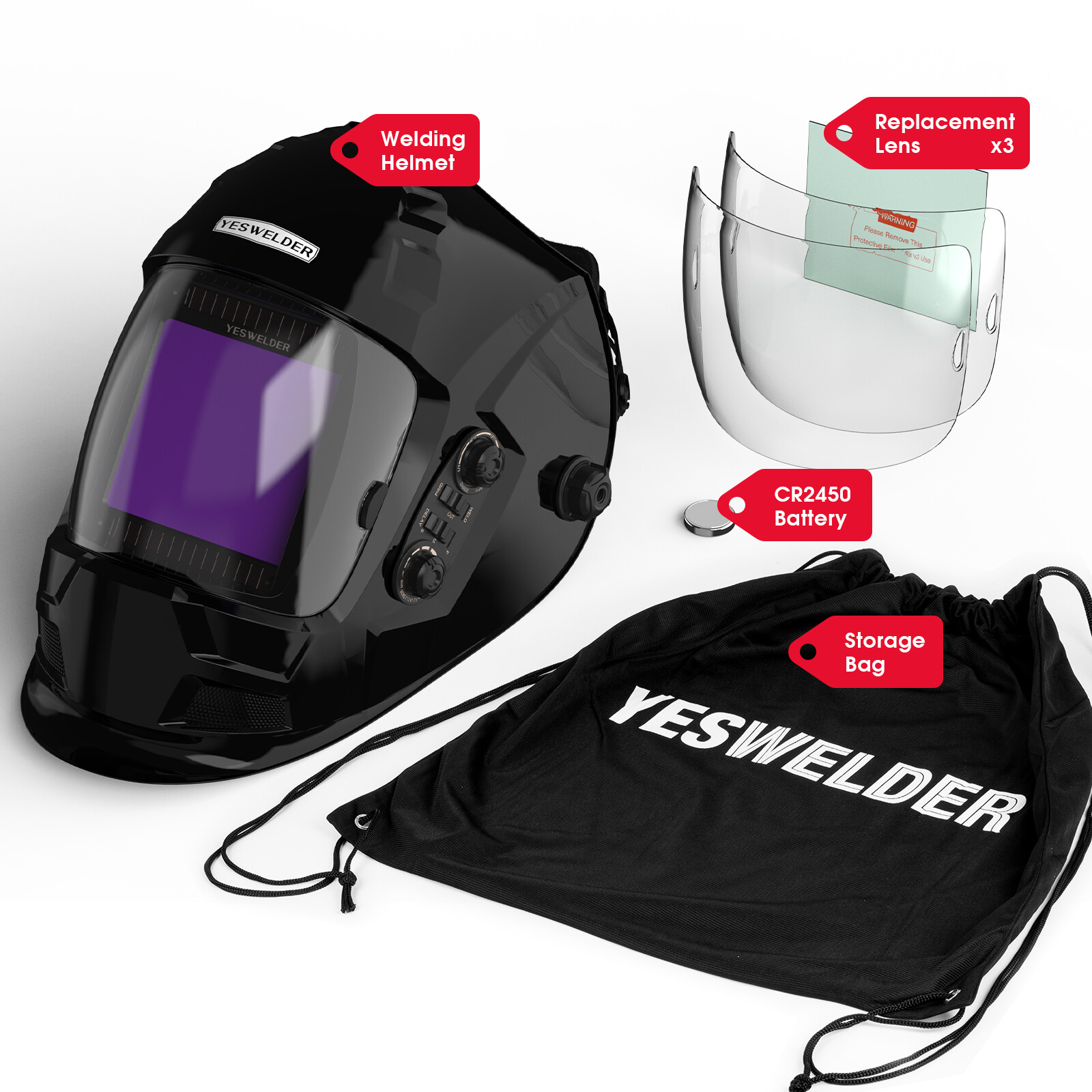 Auto-Darkening True Color Large Viewing Screen Welding Helmet for Weld/Grind/Cut