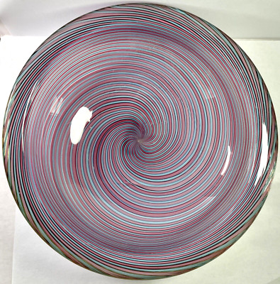 VINTAGE MURANO FINE MEZZA FILIGRANA SWIRL GLASS BOWL ATTRIBUTED TO DINO MARTENS