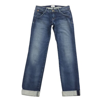 $220 Hudson Bacara Crop Straight Leg Cuffed Jeans Size 26 Blue