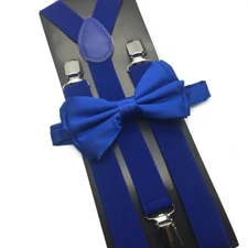 Royal Blue Suspender and Bow Tie Set Wedding Formal for Adults Men Women (USA)