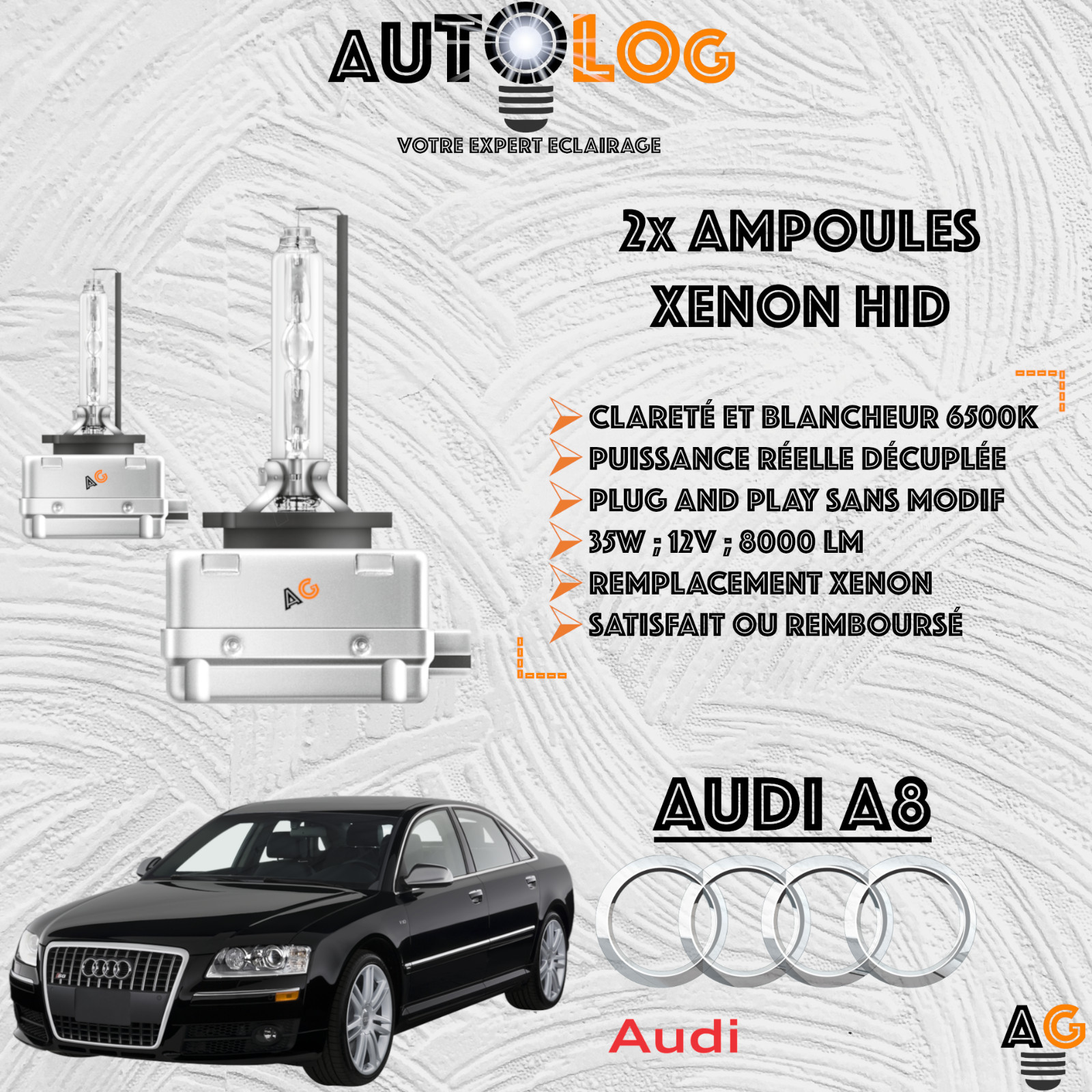 Ampoules Xenon HID D4S pour Audi A8 d4 kit de rechange 35W 6000K